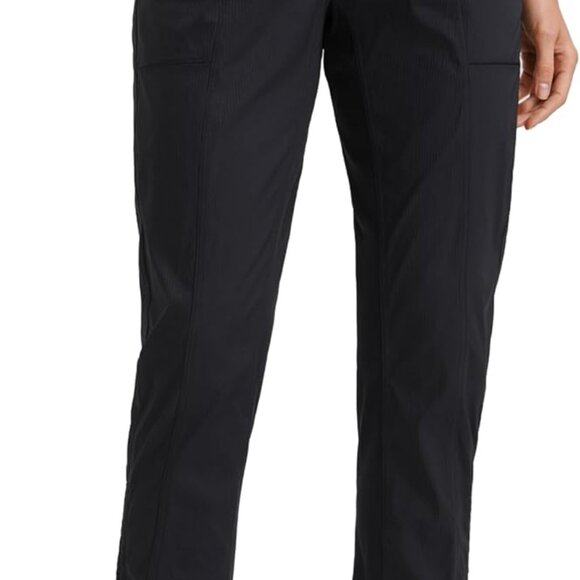 Women's Casual 7/8 Lightweight Black Joggers with Pockets, High Rise, Adjustable - Picture 1 of 7